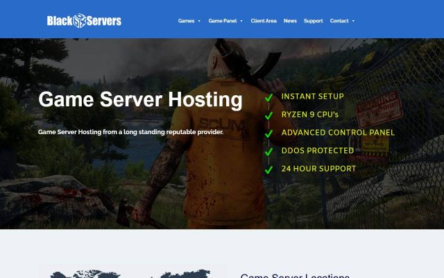 Screenshot of the Blackbox Servers homepage